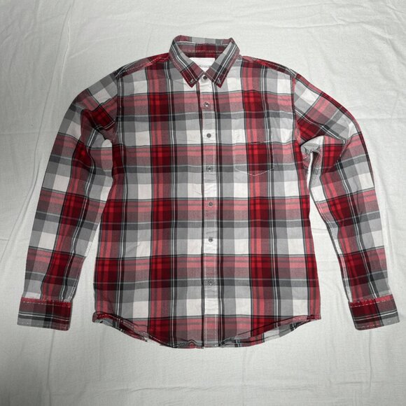 Aeropostale mens long sleeve windowpane plaid flannel button down shirt large - Picture 2 of 7